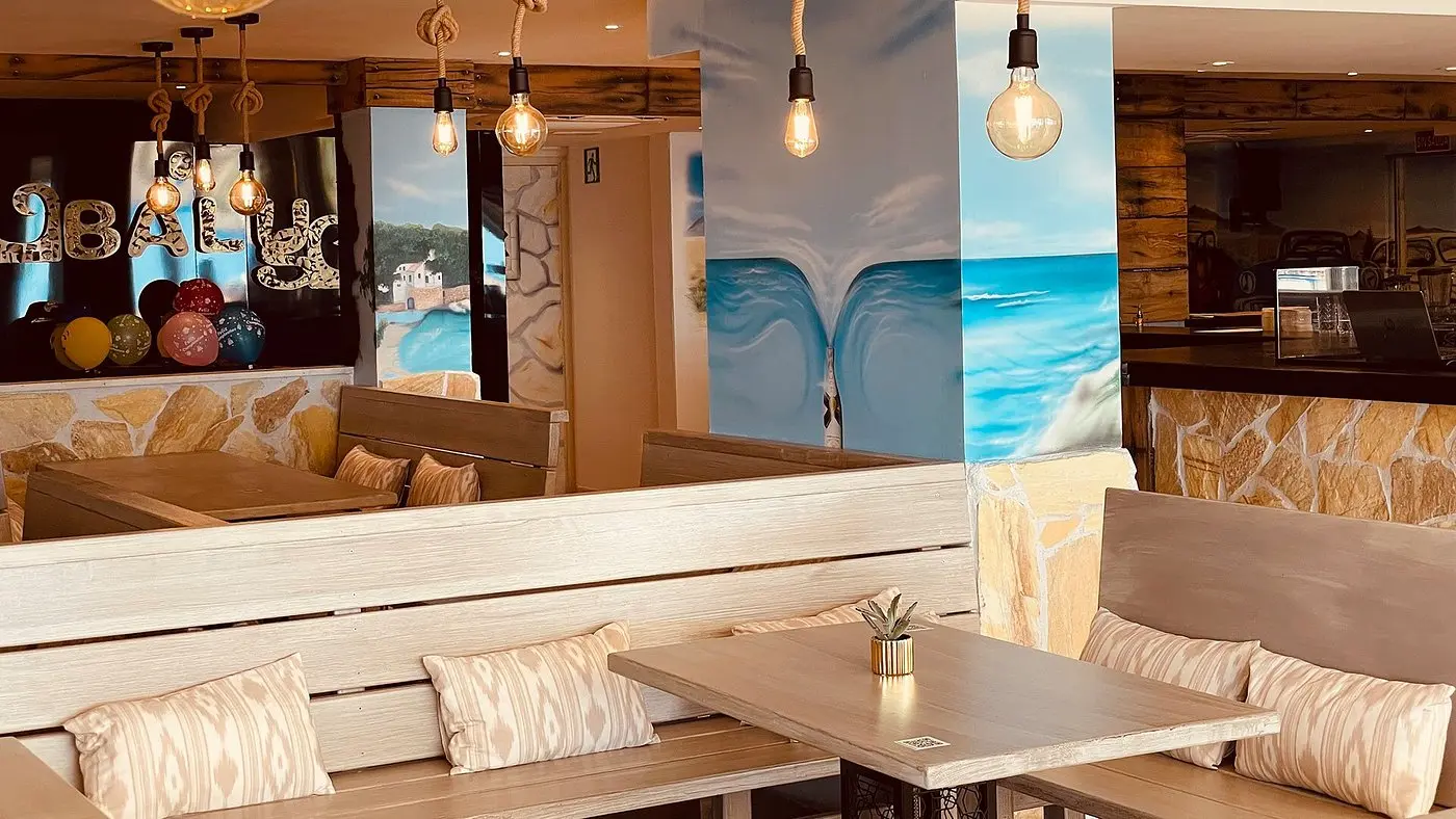 Seating area and bar at BALUS