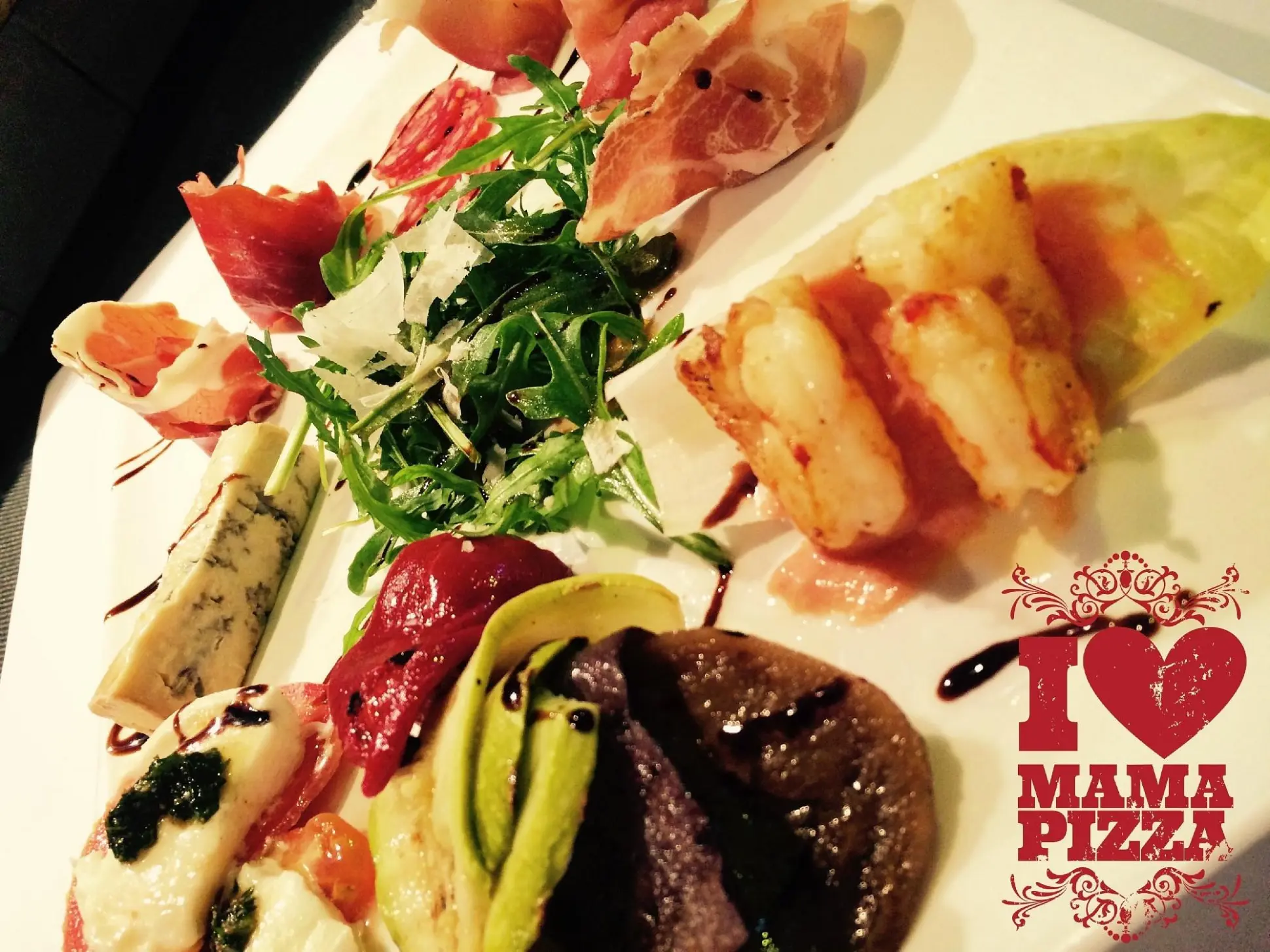 Assorted starters on a plate