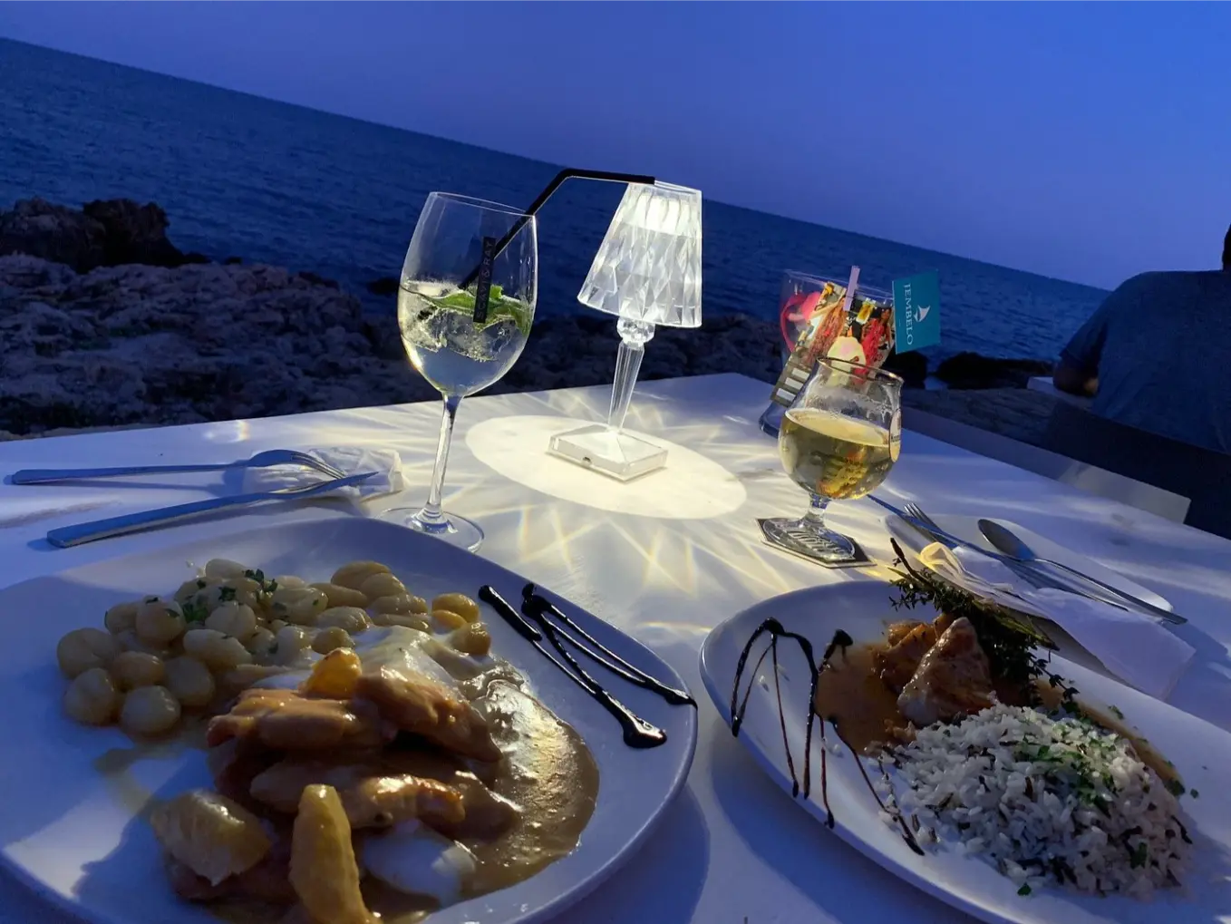 Evening meal on the terrace by the sea