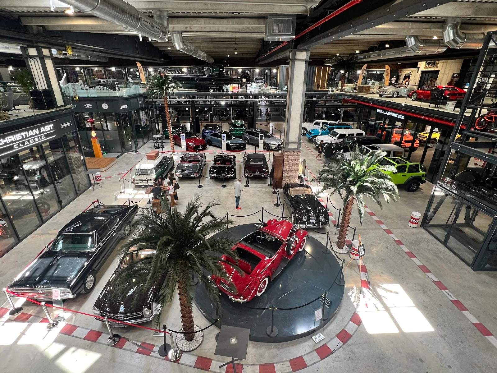 Cars displayed across the Motorworld Mallorca showroom